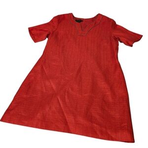 Pendleton Linen Red Orange Short Sleeve Dress - 16 Petite